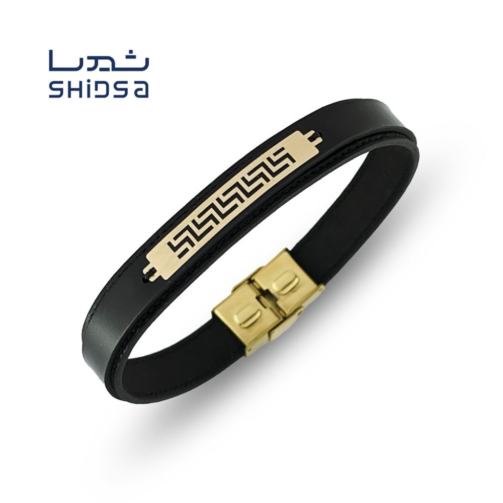 دستبند چرم و طلا ورساچه MD33