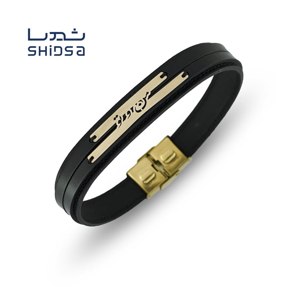 دستبند چرم و طلا من و تو md34