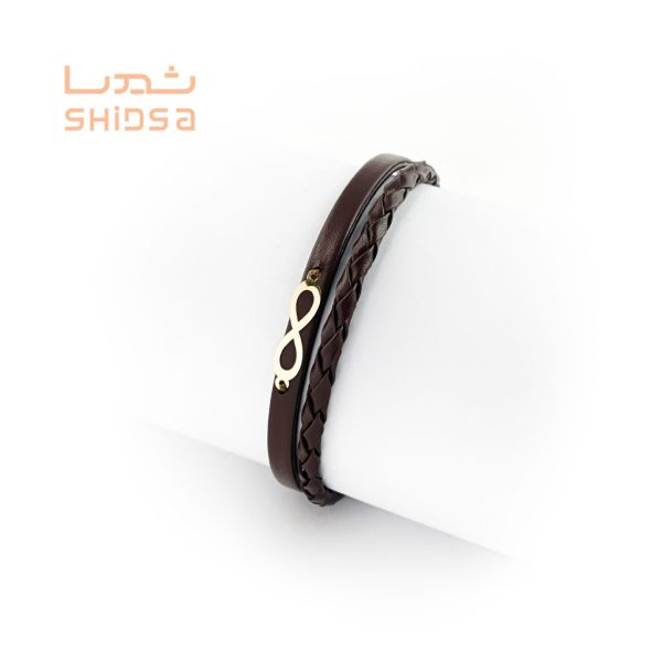 دستبند چرم و طلا بینهایت zb01