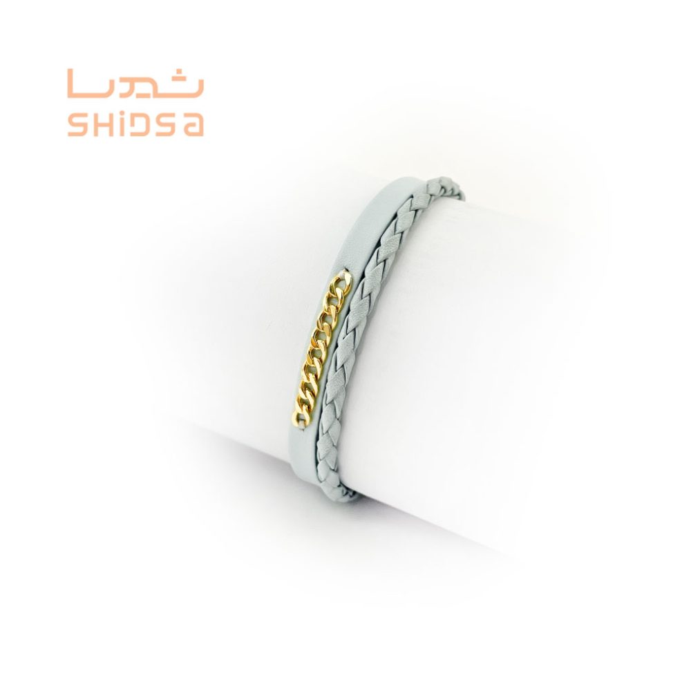 دستبند چرم و طلا کارتیه ZB02