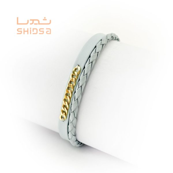 دستبند چرم و طلا کارتیه zb02-2