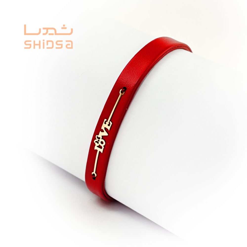 دستبند چرم و طلا زنانه عشق zd05-2