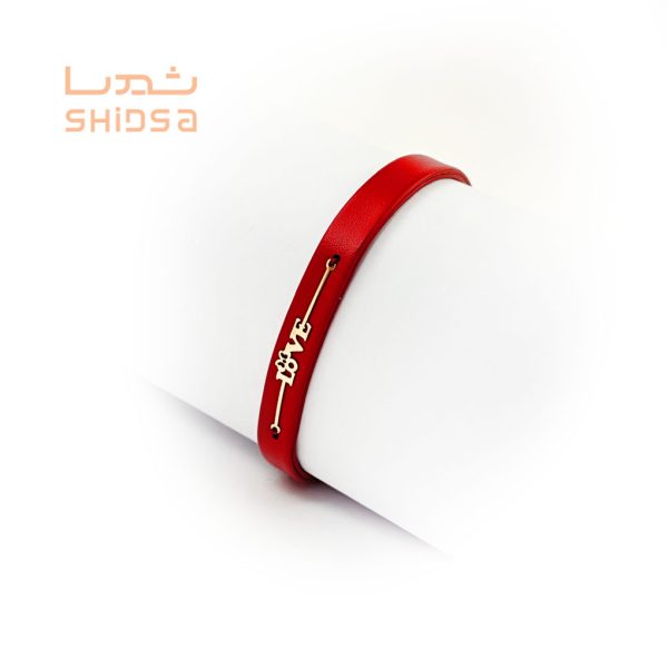 دستبند چرم و طلا زنانه عشق zd05