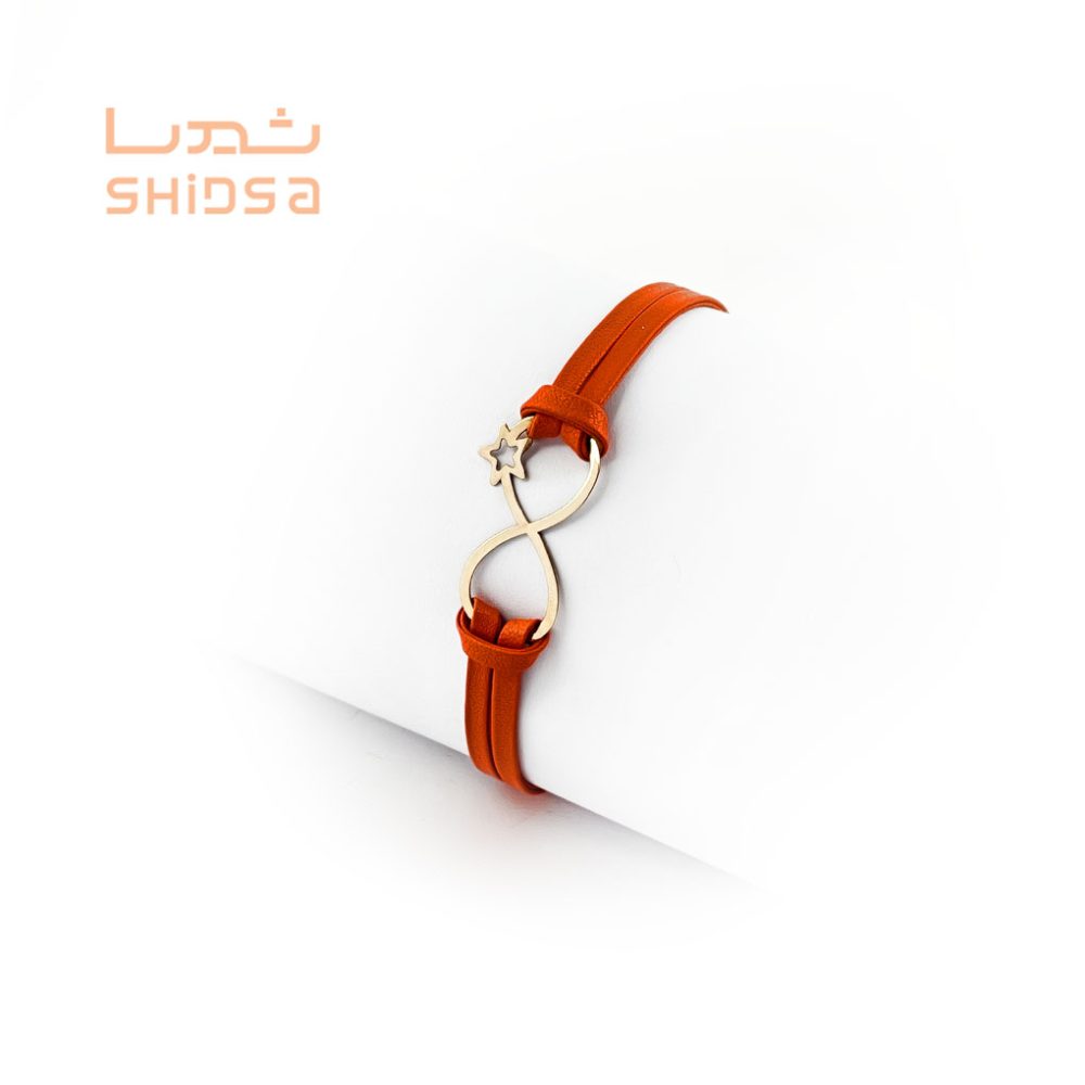 دستبند چرم و طلا زنانه ستاره zg02