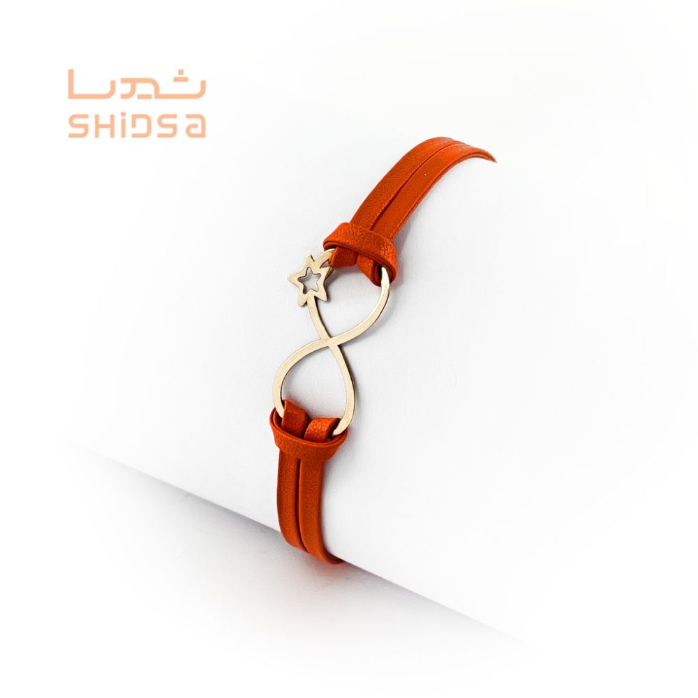 دستبند چرم و طلا زنانه ستاره zg02-2