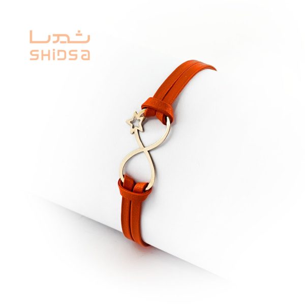 دستبند چرم و طلا زنانه ستاره zg02-2