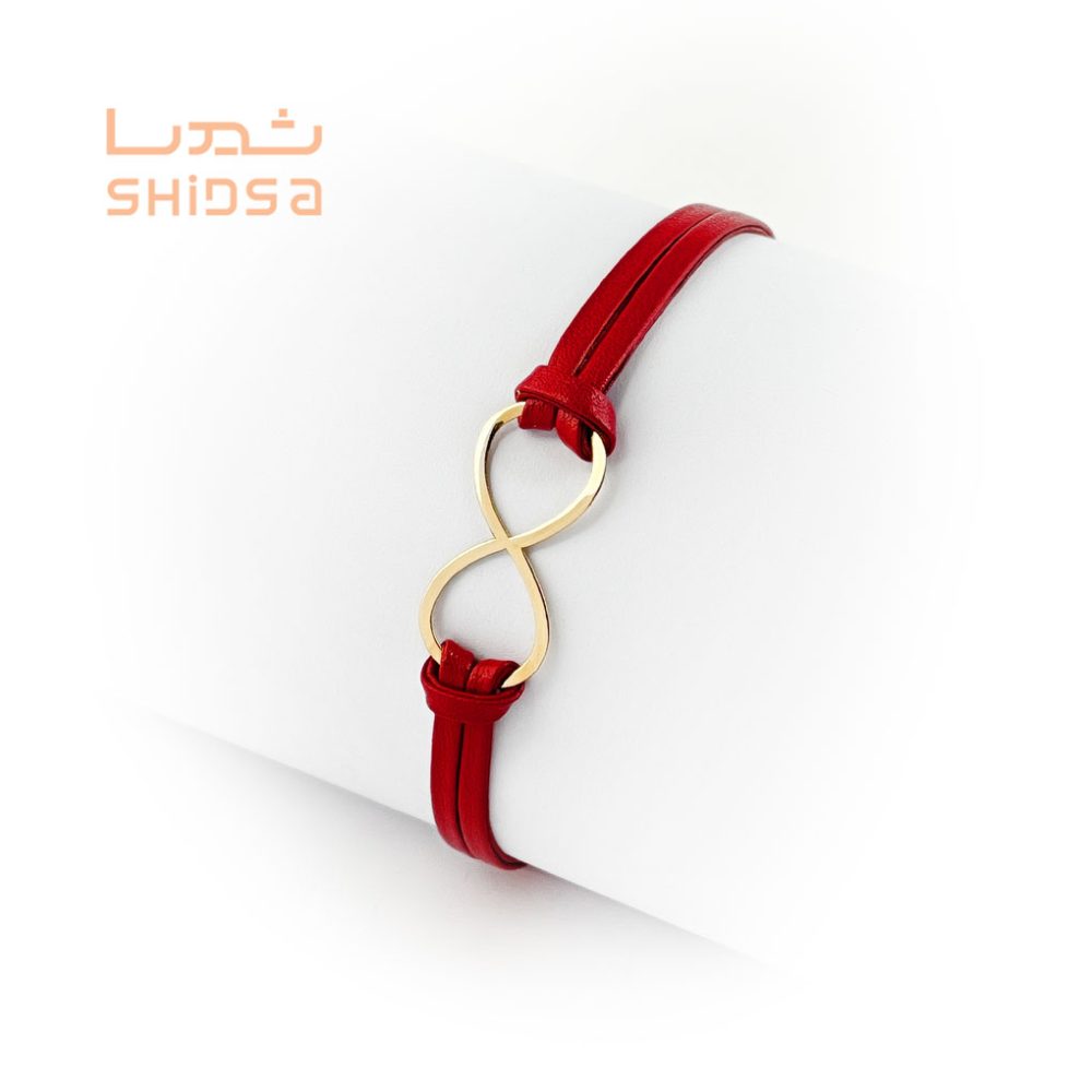 دستبند چرم و طلا زنانه بینهایت zg04-2