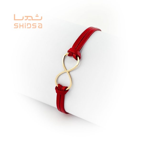 دستبند چرم و طلا زنانه بینهایت zg04-2