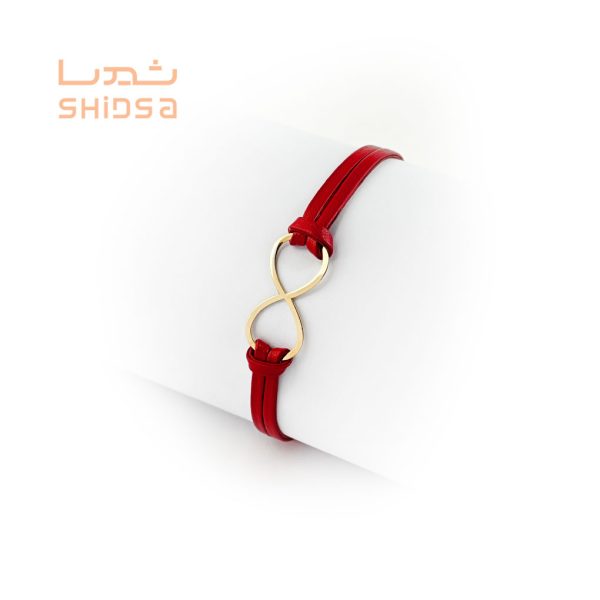 دستبند چرم و طلا زنانه بینهایت zg04