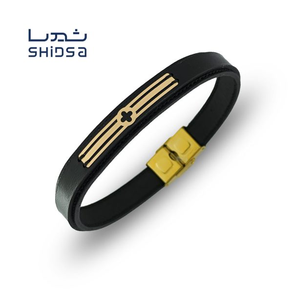 دستبند چرم و طلا اسپرت ونکلیف md36