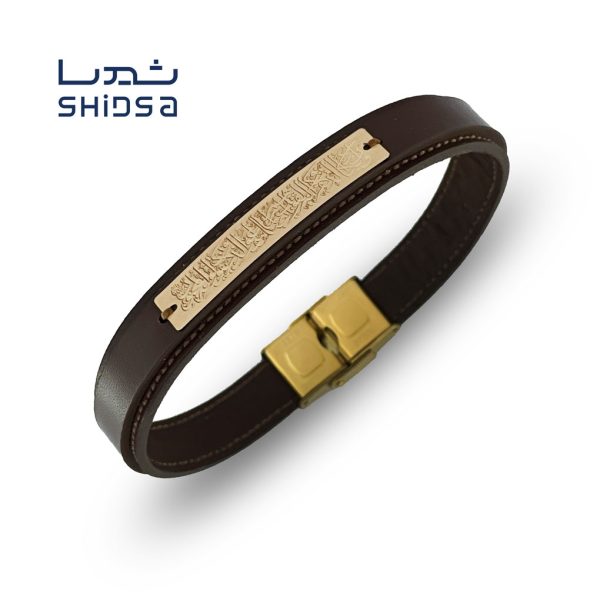 دستبند چرم و طلا وان یکاد md38