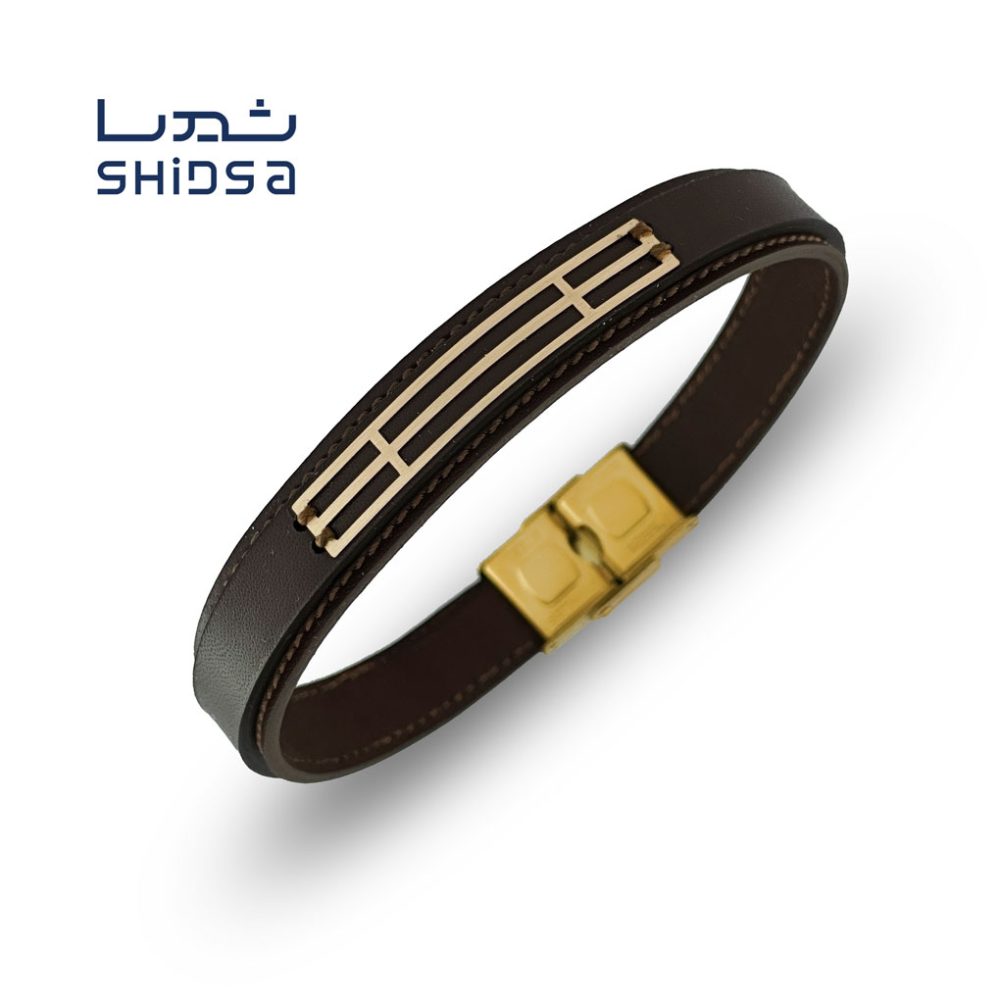 دستبند چرم و طلا اسپرت md39