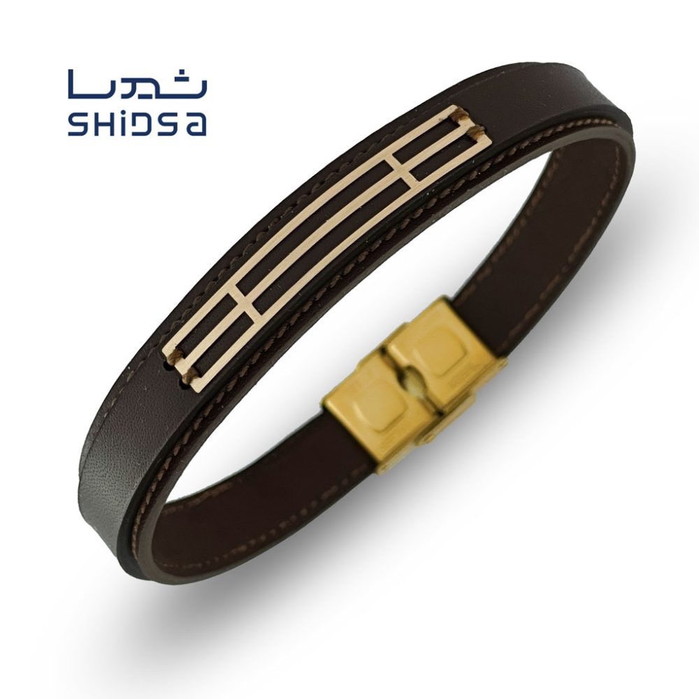 دستبند چرم و طلا اسپرت md39-2