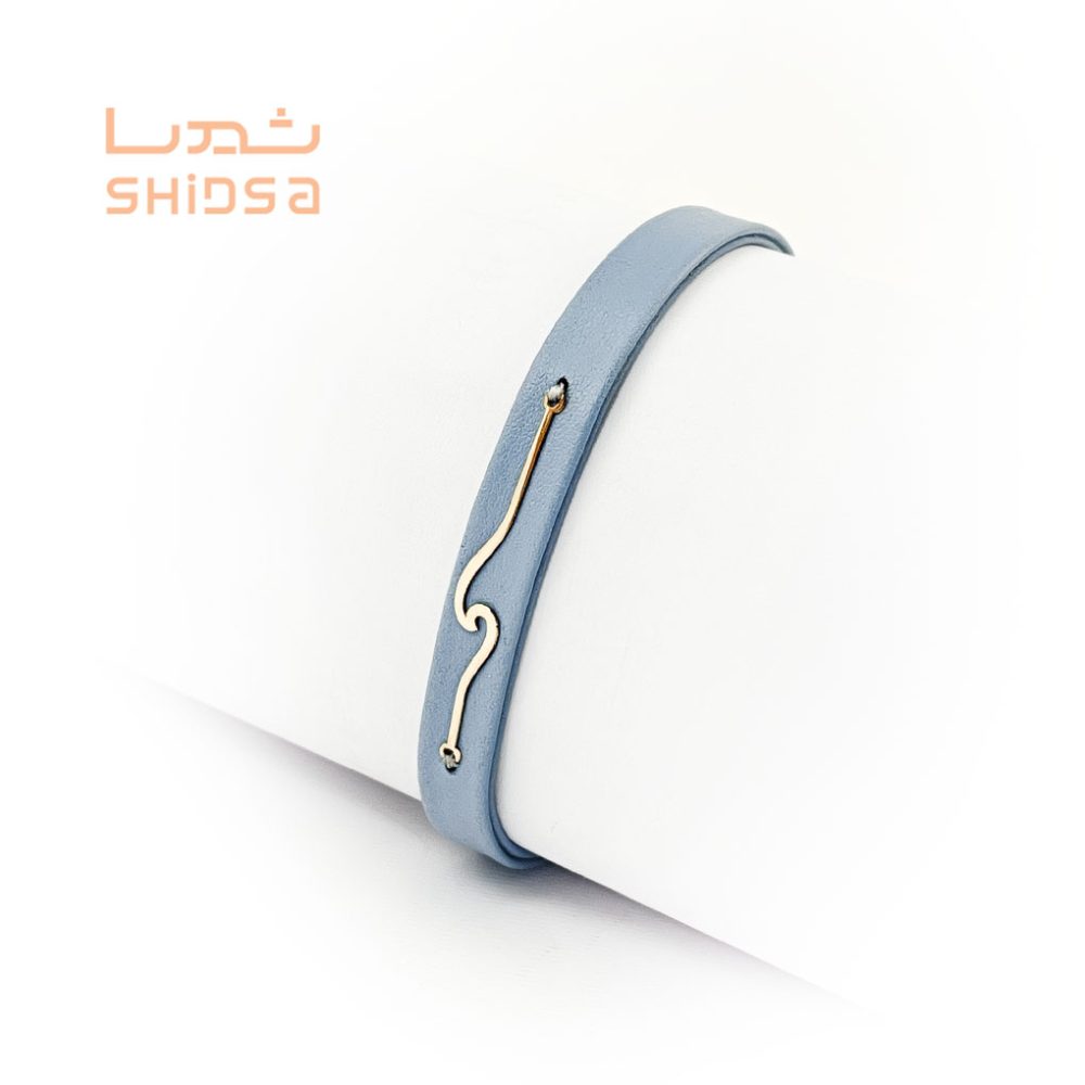 دستبند چرم و طلا زنانه موج zd06-2