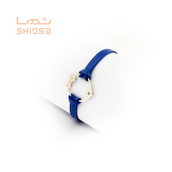 دستبند چرم و طلا زنانه گل zg05