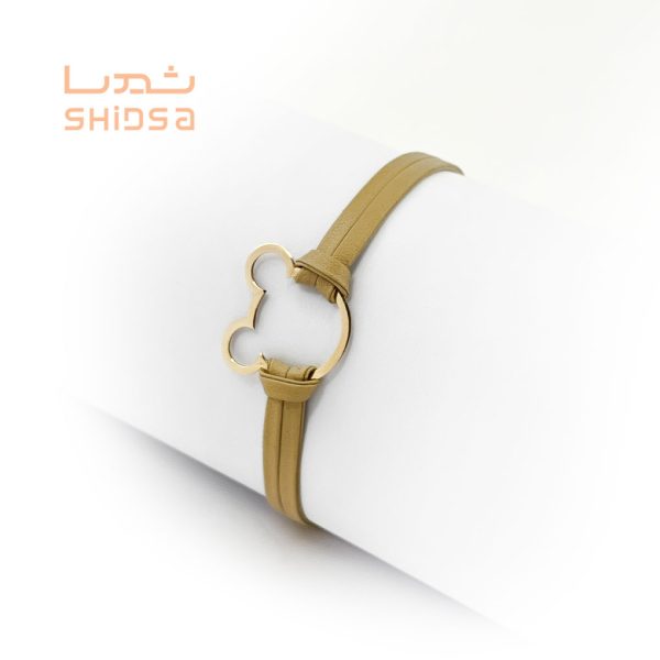 دستبند چرم و طلا میکی موس zg06-2
